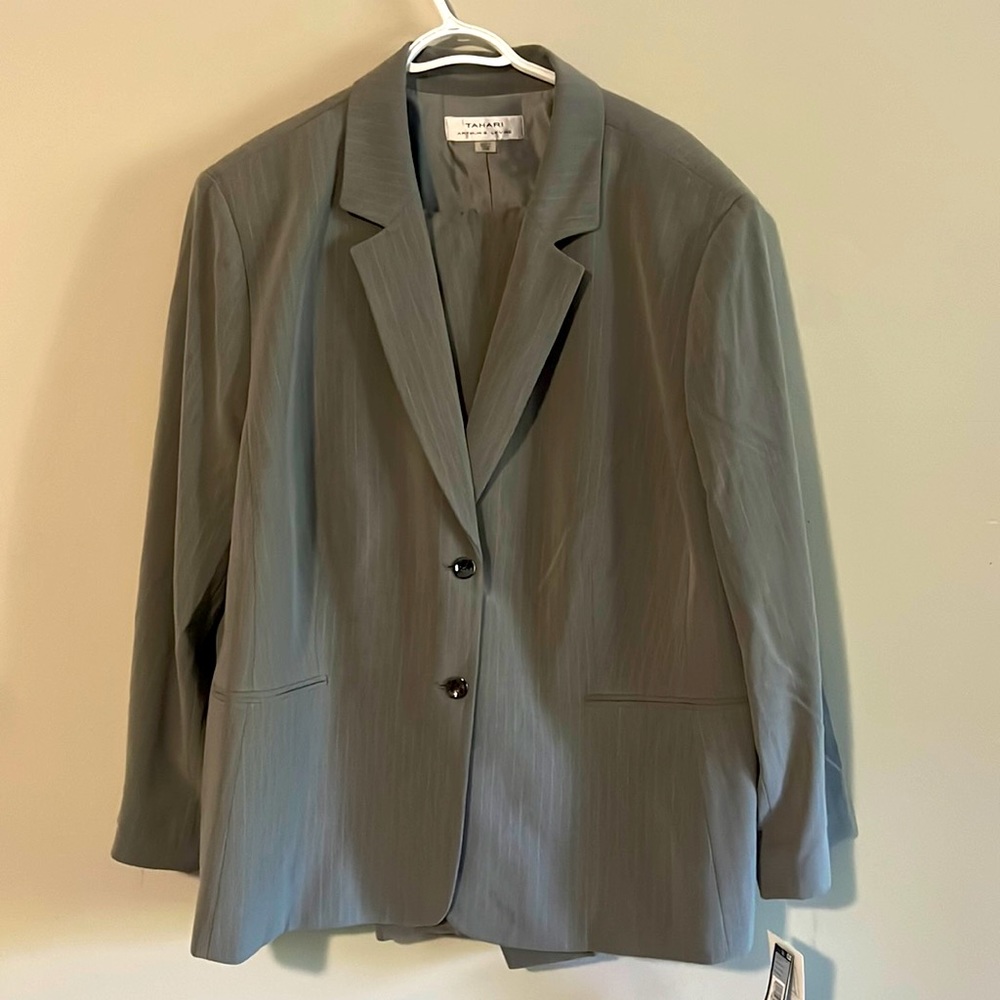Grey and ivory Plus size jacket and pantsuit